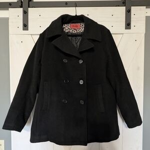 EXCELLED Collection Vintage Women's Black Double-Breasted Pea Coat Size XL